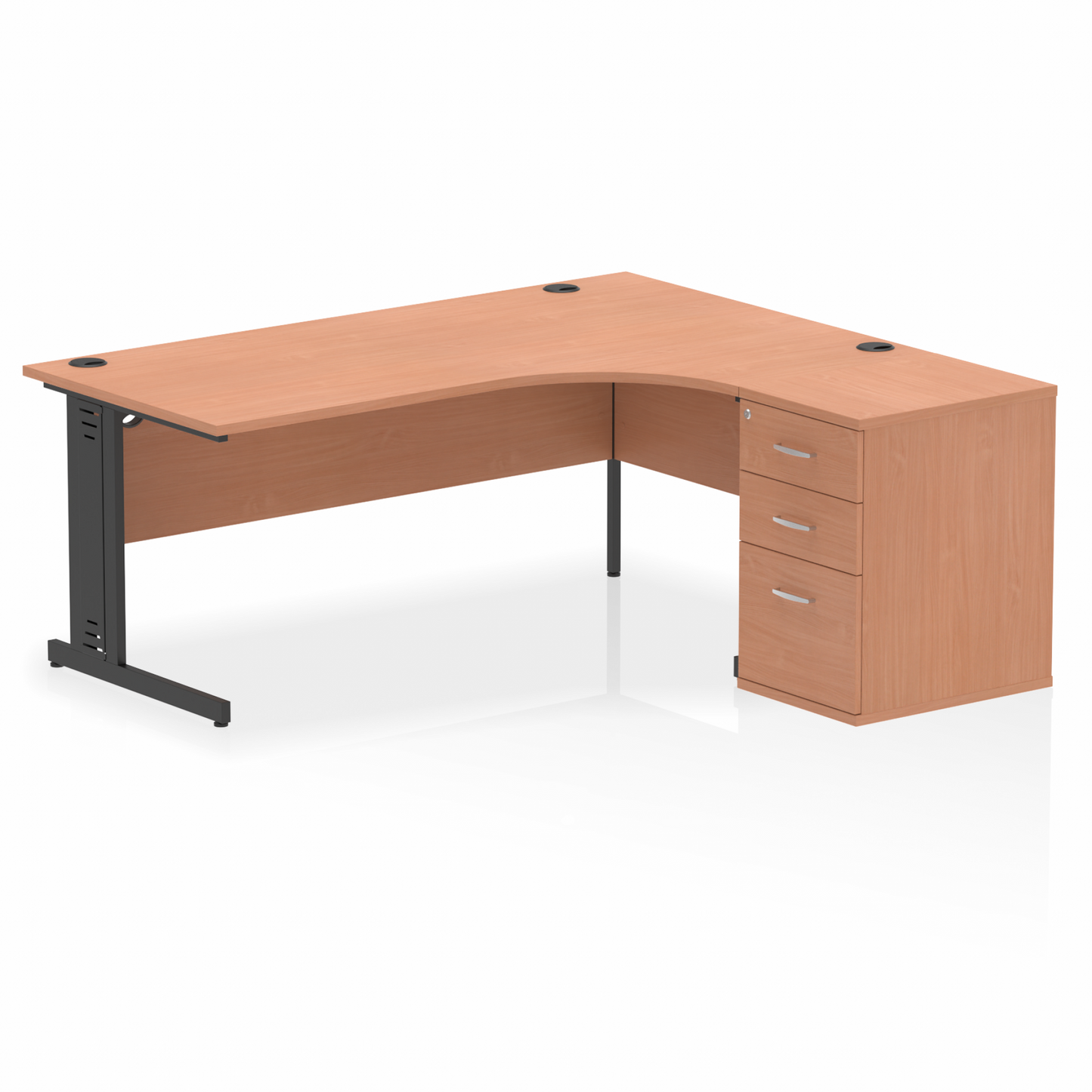 Impulse 1800mm Cable Managed Right Crescent Desk Workstation