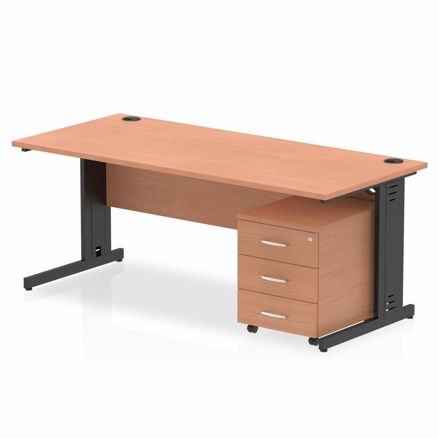 Impulse 1800mm Cable Managed Straight Desk With Mobile Pedestal