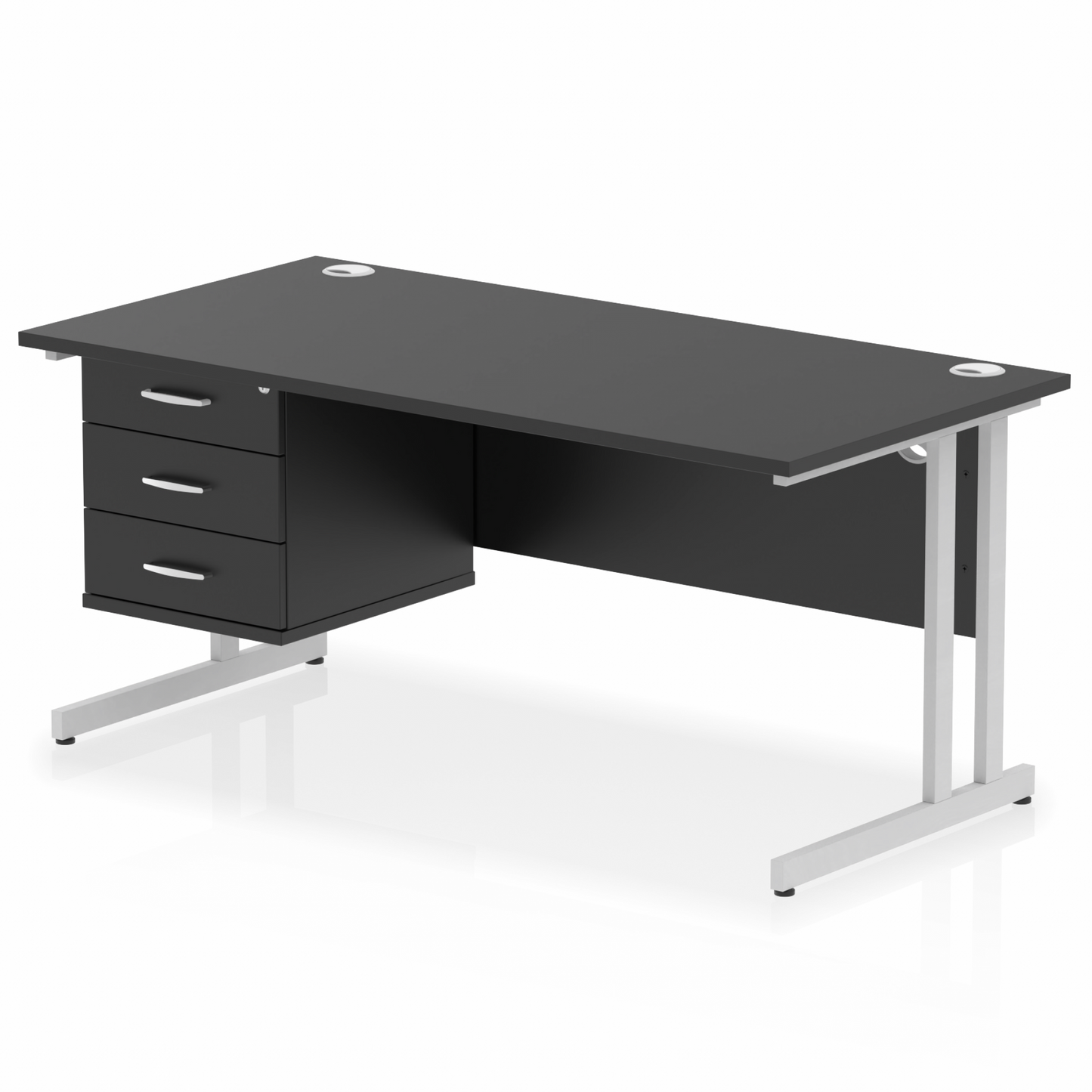 Impulse 1600mm Cantilever Straight Desk With Single Fixed Pedestal