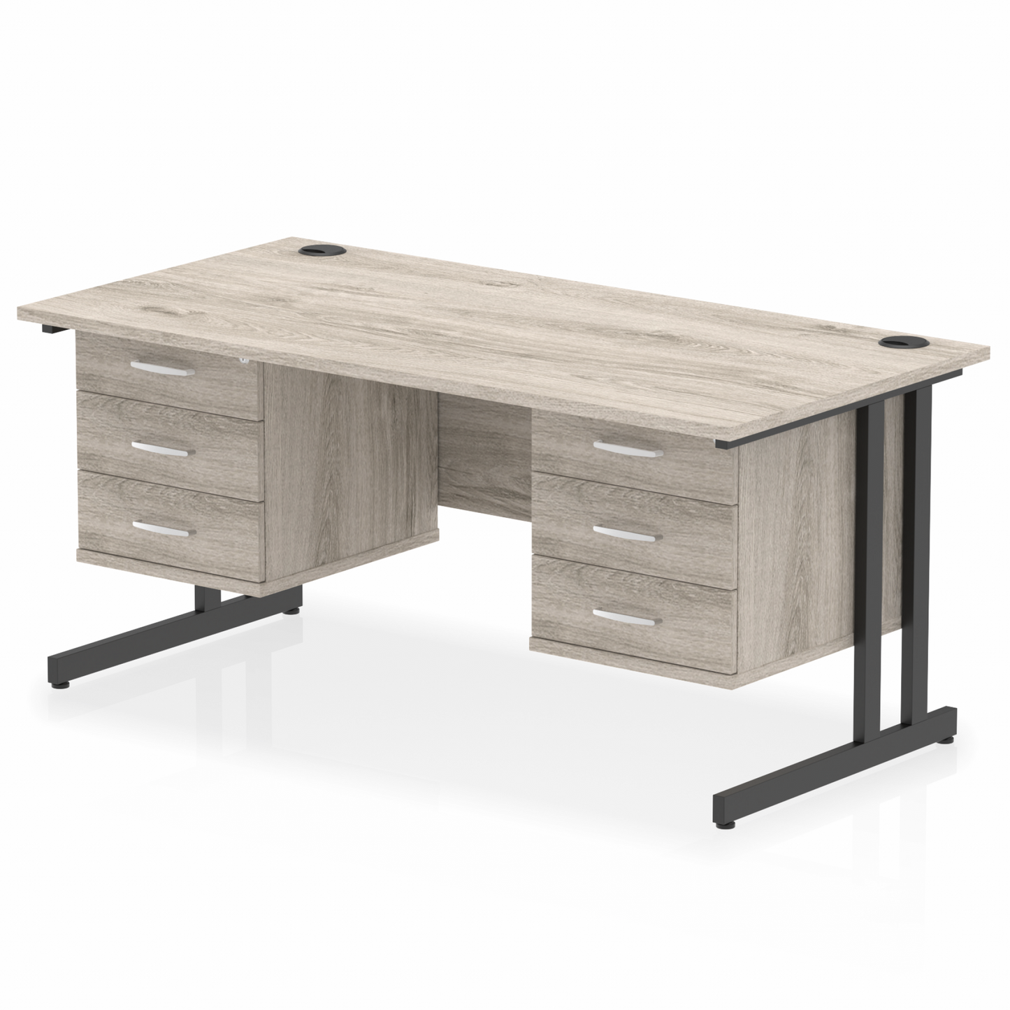 Impulse 1600mm Cantilever Straight Desk With Two Fixed Pedestal