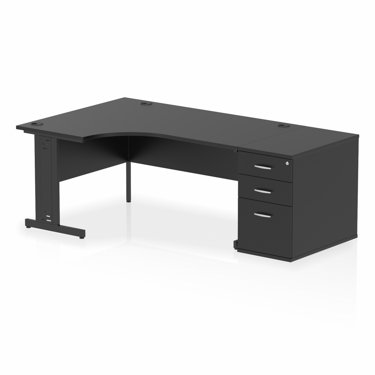 Impulse 1600mm Cable Managed Left Crescent Desk Workstation