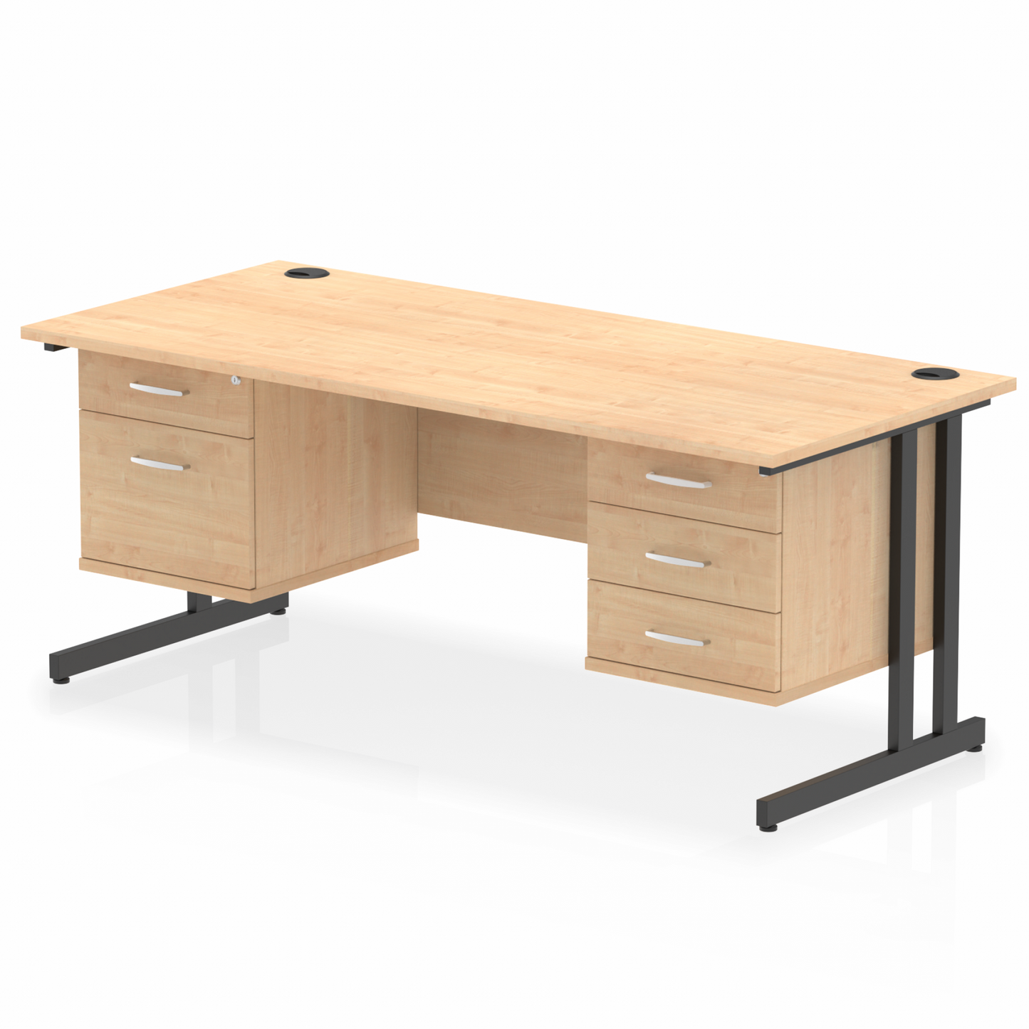 Impulse 1800mm Cantilever Straight Desk With Two Fixed Pedestal