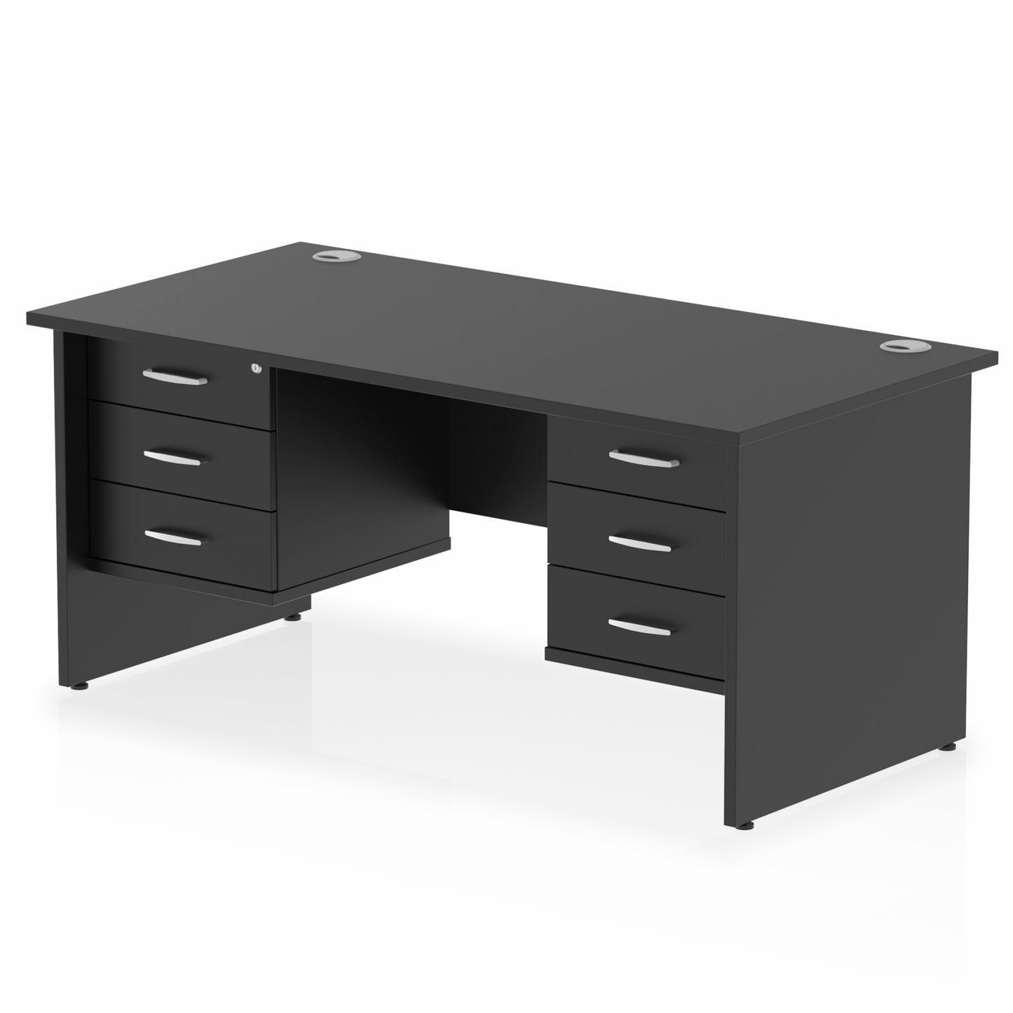 Impulse 1600mm Panel End Straight Desk With Two Fixed Pedestal