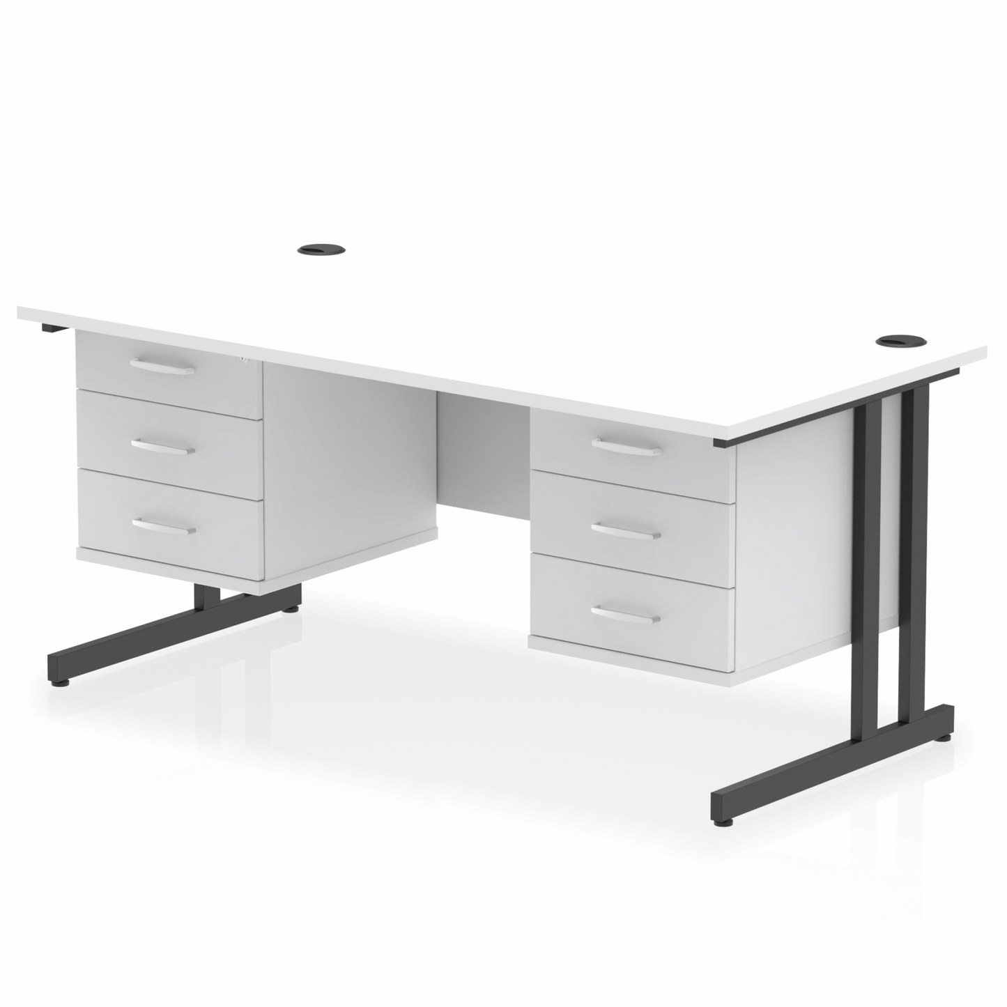 Impulse 1600mm Cantilever Straight Desk With Two Fixed Pedestal