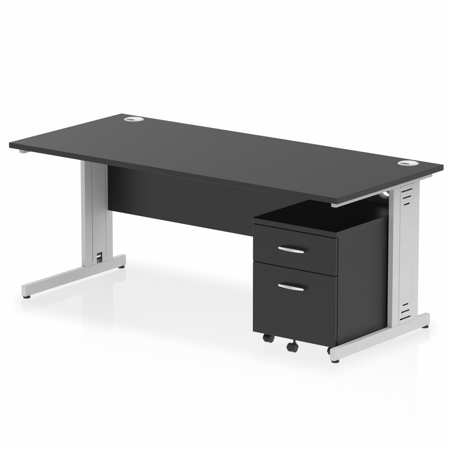 Impulse 1800mm Cable Managed Straight Desk With Mobile Pedestal