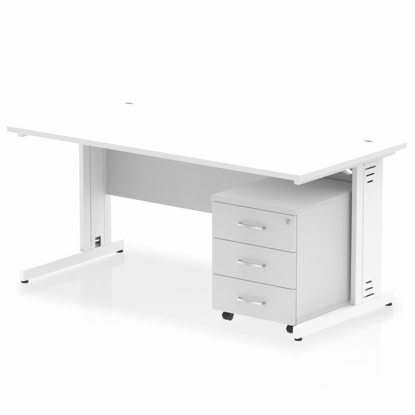 Impulse 1600mm Cable Managed Straight Desk With Mobile Pedestal